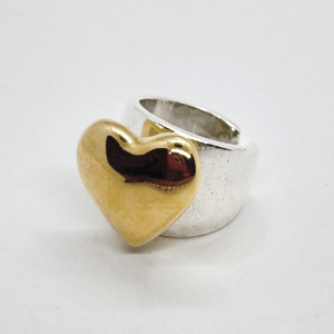 NEW Ring Silver plated - Gold heart
