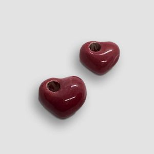 Heart Ceramic for Earrings versatile - Red