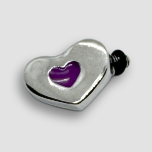 Silver Plated Heart Accessorie for a Large Bracelet - Purple