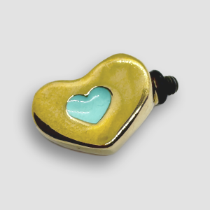 Gold Plated Heart Accessorie for a Large Bracelet - Turquoise