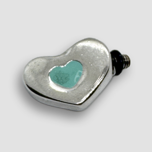 Silver Plated Heart Accessorie for a Large Bracelet - Turquoise