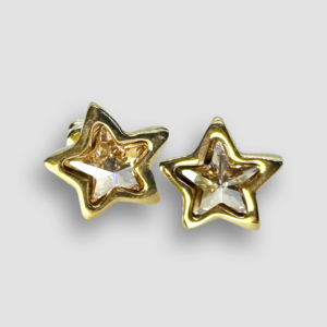Gold plated star with champagne Swarovski crystal