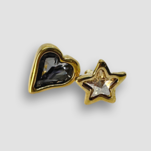 Gold plated earrings with Swarovski gray and champagne