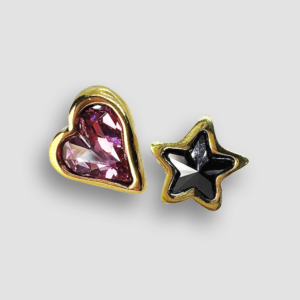 Gold plated earrings with Swarovski fuchsia and black stone