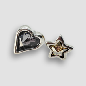 Silver plated earrings with Swarovski gray and champagne
