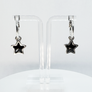 Dangle earrings Silver plated stars - Black Stone