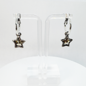 Dangle earrings Silver plated stars - Champagne Swarovski Stone